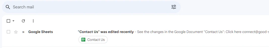 Preview of email in inbox